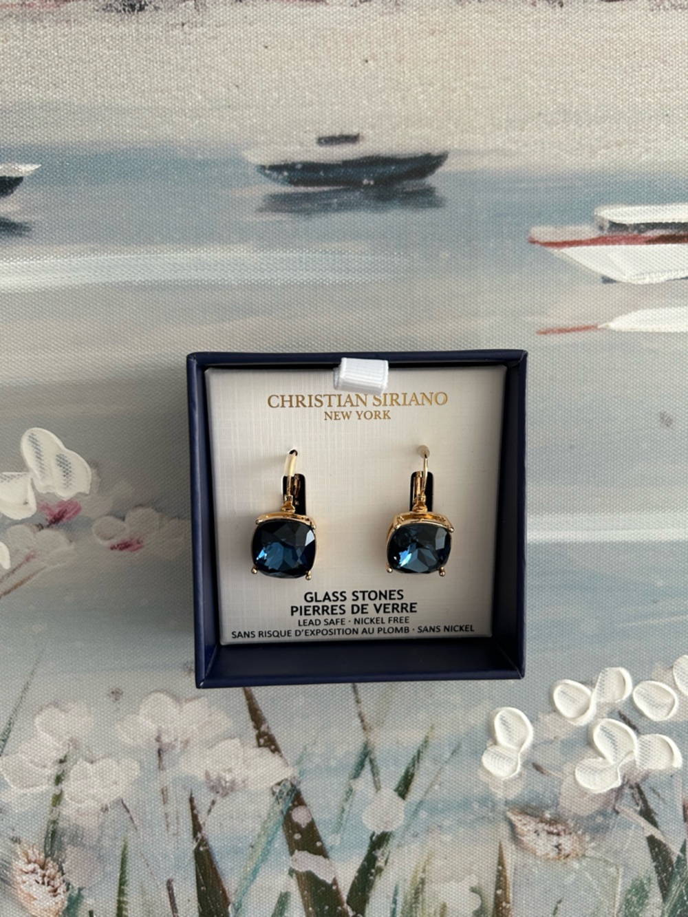 Christian Siriano Earrings with Deep Blue Glass Stones - Picture 4 of 7